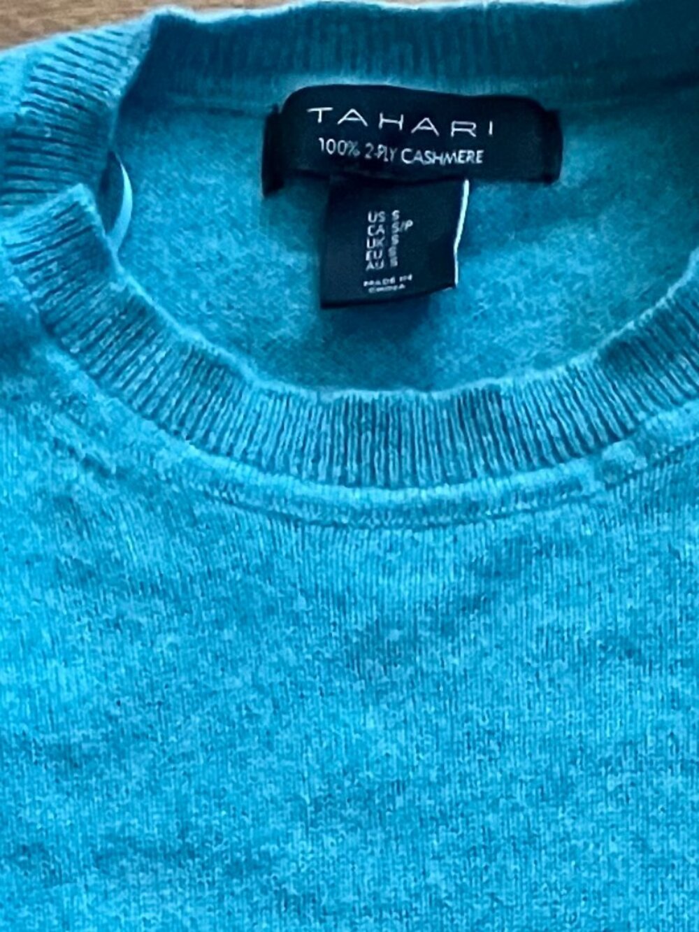 100% Chasmere Sweater- Light Teal- Size Small